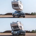 A Falling Caravan Meets Toyota’s New Electric Hilux and Loses